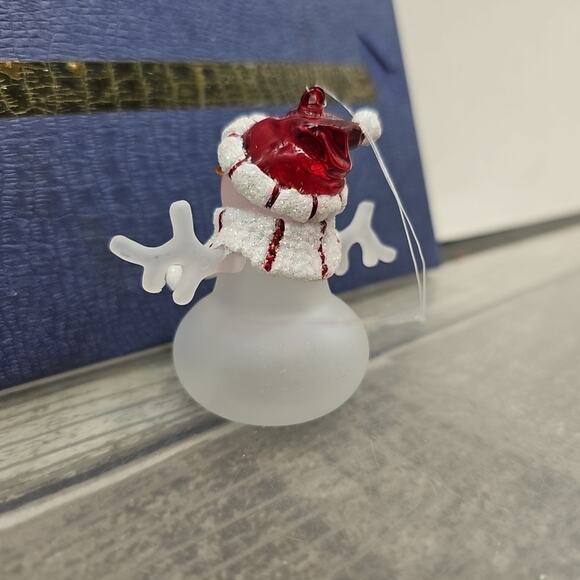 Christmas Tree Ornament • Frosted Glass Snowman • Striped Scarf & Red Hat [120] - Picture 7 of 10